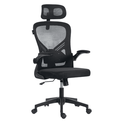 Silla Acteck de Oficina Flux Base EC343HR Soporta hasta 100 kg Reposabrazos Abatibles 90° Marco y Malla Negra